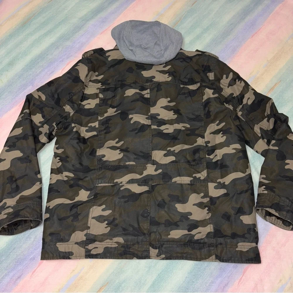Levis Sherpa Jacket Men's Size Large Camo Washed Cotton Trucker Military Utility